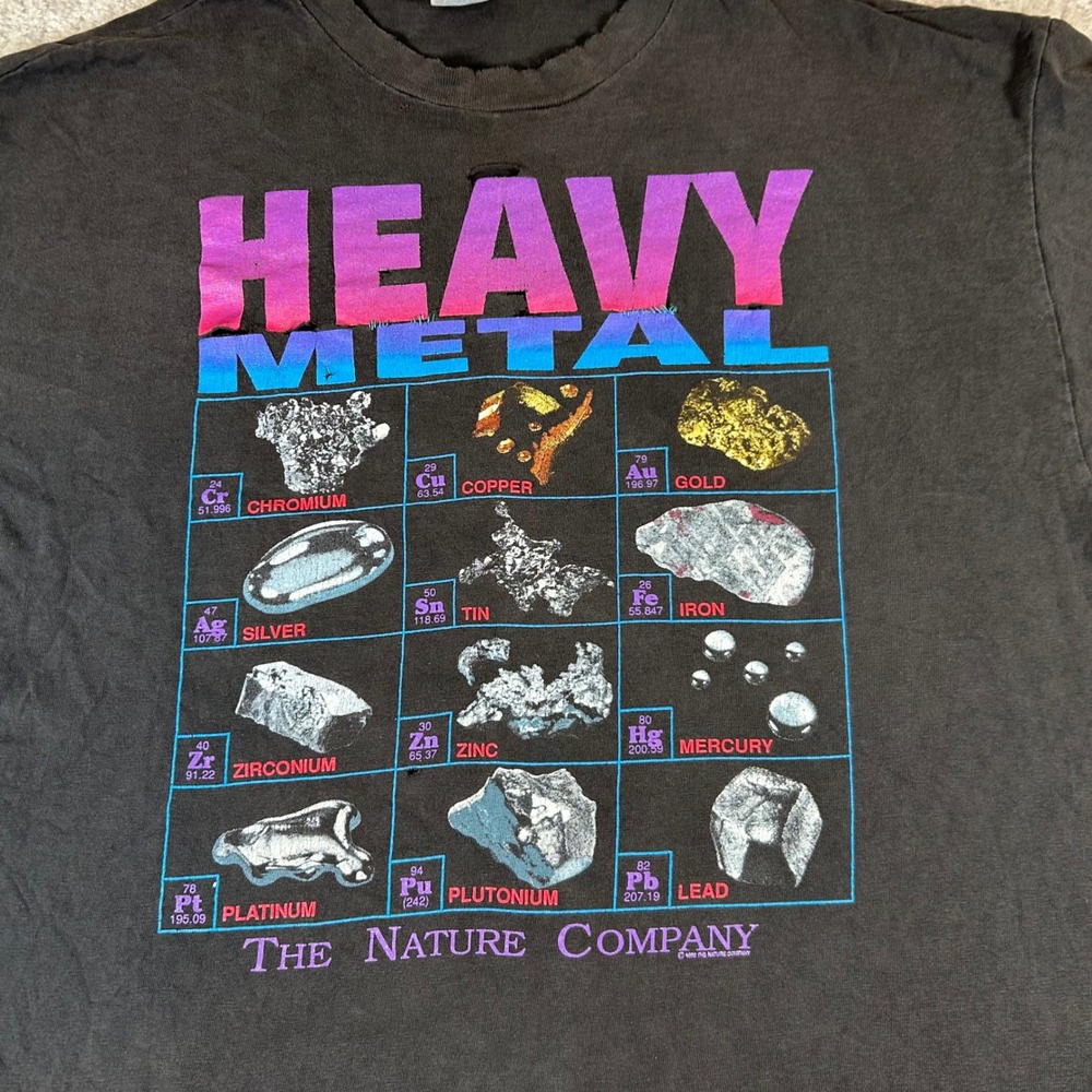 Vintage 90s Hanes Heavy Metal T-Shirt Mens XL Black Nature Company Distressed - Picture 2 of 15